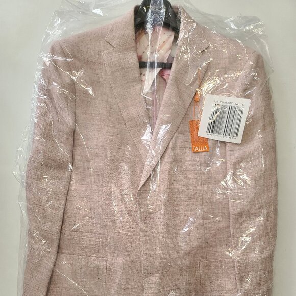 NWT Tallia Mens Slim-Fit Patterned Linen Pink Sport Lightweight Coat - Picture 6 of 6